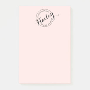 Bloco Post-it Carimbo do Círculo Vintage Logotipo Makeup e Beau