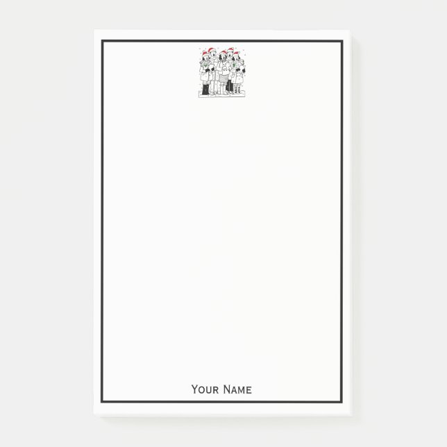 Bloco Post-it Caroleiros de Natal Festivos com Neve (Frente)