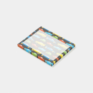 Bloco Post-it Carros de Raça Multicolores em Preto