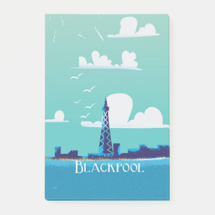 Bloco Post-it Cartaz de viagem antigo de Blackpool, Inglaterra