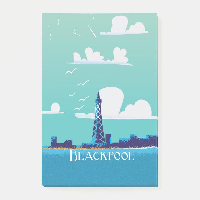 Bloco Post-it Cartaz de viagem antigo de Blackpool, Inglaterra (Frente)