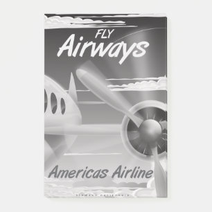 Bloco Post-it Cartaz de viagem vintage da Fly Airways.