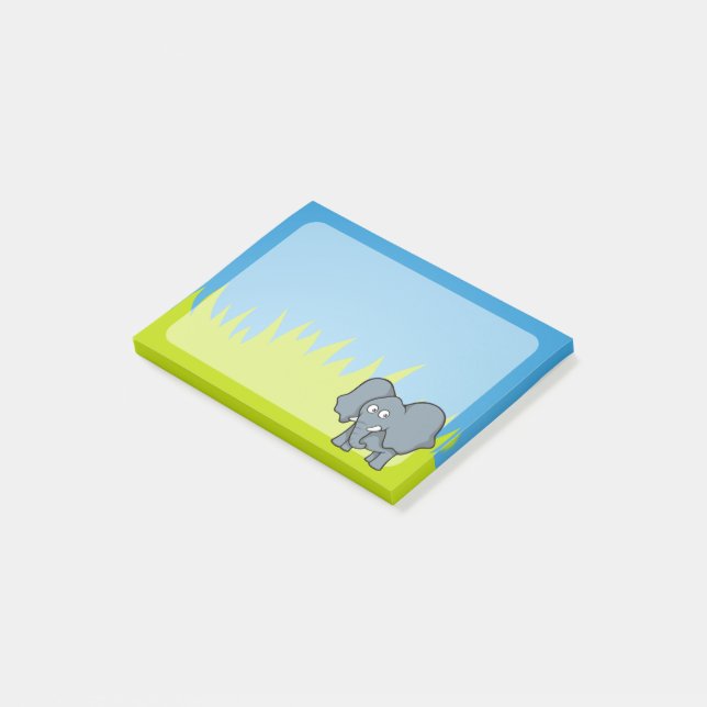 Bloco Post-it Cartoon de elefante de cinza (Inclinado)
