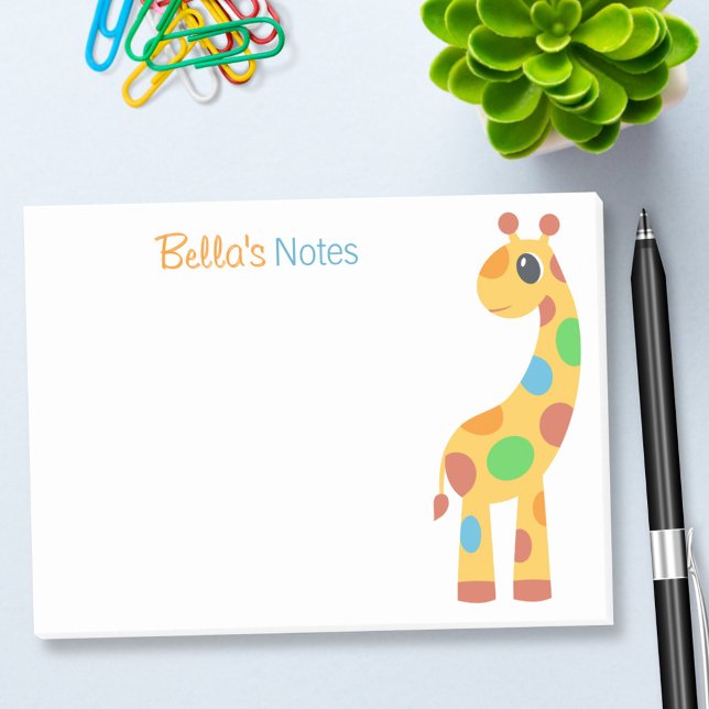 Bloco Post-it Cartoon Giraffe Colorida (Criador carregado)