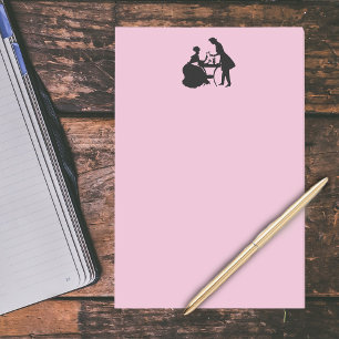 Bloco Post-it Casal De Silhueta Preta Vintage Brincando Ao Amor