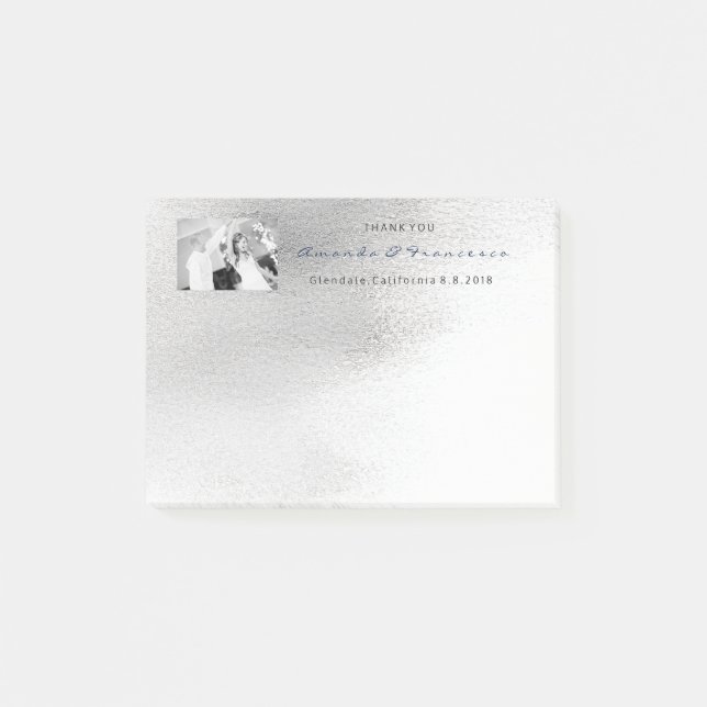 Bloco Post-it Casamento Obrigado A Favor Da Cinza Silver White O (Frente)
