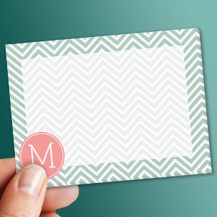 Bloco Post-it Cavalos de menta e coral com monograma personaliza