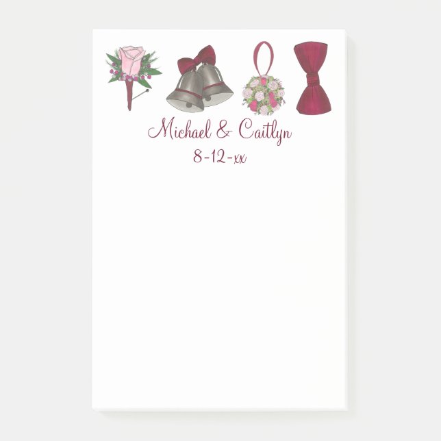 Bloco Post-it Chá de casamento Personalizado Favorito Posto Nota (Frente)