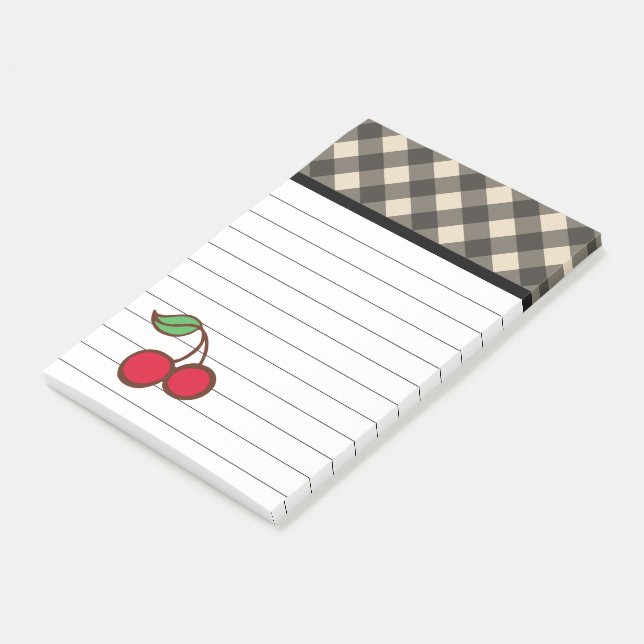 Bloco Post-it Cherry Gingham Posta Notas (Inclinado)