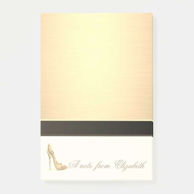 Bloco Post-it Chique Elegante  Feminino com Estilo ,Falso Ouro,  (Frente)