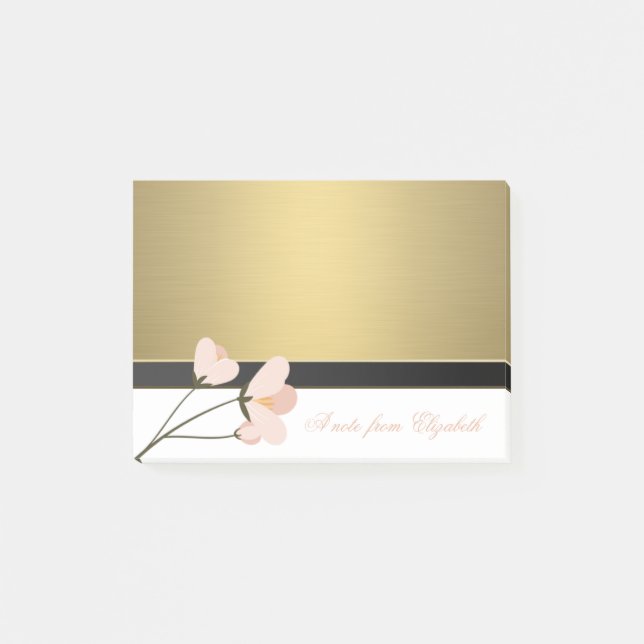 Bloco Post-it Chique Elegante  Feminino com Estilo, Falso Ouro,  (Frente)