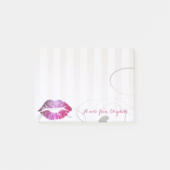 Bloco Post-it Chique Elegante  Feminino com Estilo, Lábios (Frente)