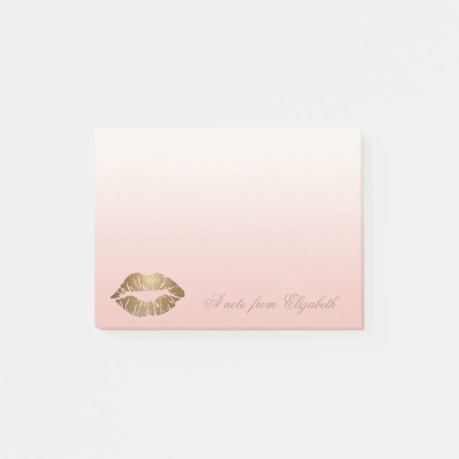 Bloco Post-it Chique Elegante  Feminino com Estilo, Lábios Glitt (Frente)