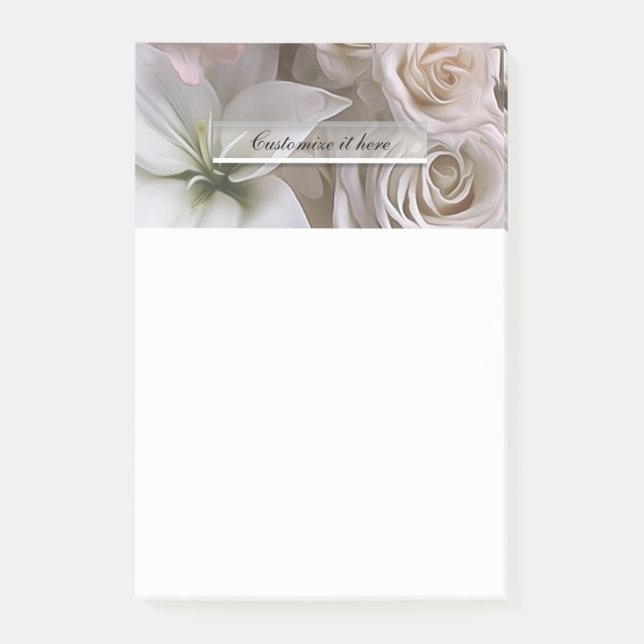 Bloco Post-it Chique Floral Floral Rustic Flowers Personalizado (Frente)
