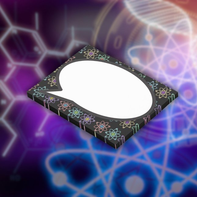 Bloco Post-it Ciência da Bolha de Discurso Padrão de Estrutura A (Atomic Structure Pattern Speech Bubble Science Post-it Notes)