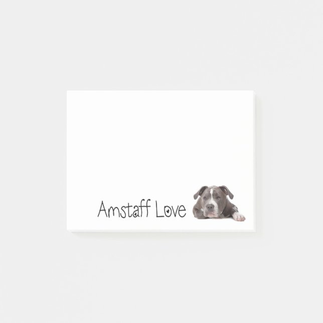 Bloco Post-it Cinza Americana Staffordshire Terrier Dog - Amstaf (Frente)