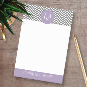 Bloco Post-it Cinzas e vigas de Lavendar com monograma feito sob