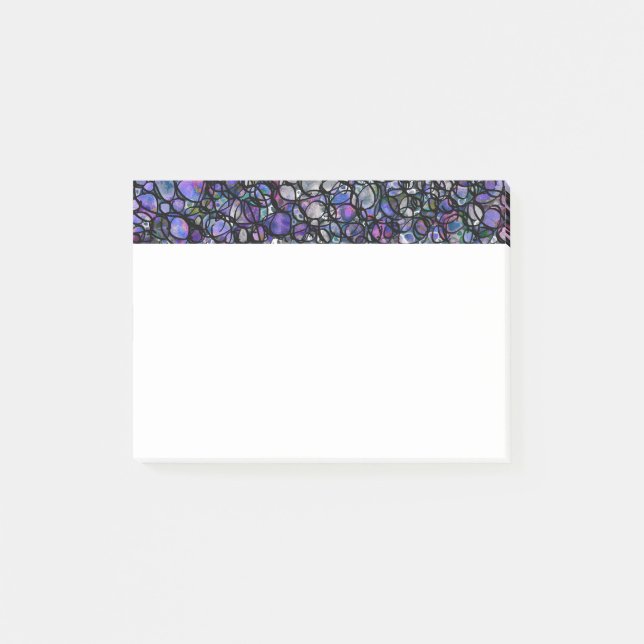 Bloco Post-it Círculos Abstratos Desenhados à Mão, Azul, Roxo, P (Frente)