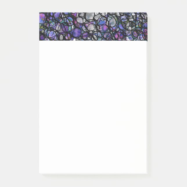 Bloco Post-it Círculos Abstratos Desenhados à Mão, Azul, Roxo, P (Frente)