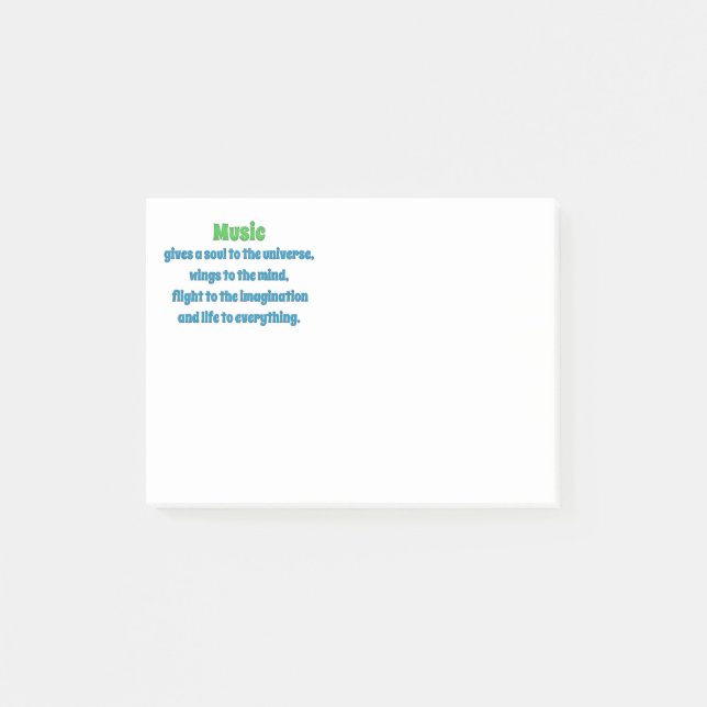 Bloco Post-it Citação musical - A música dá uma alma à união... (Frente)