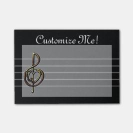 Bloco Post-it Clef de triplo musical preto