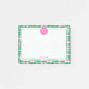 Bloco Post-it Colheita Verde Rosa Quente Madras Xadrez 1IR