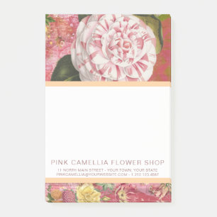 Bloco Post-it Compro Flor Rosa Camellia ou Vintage Florist