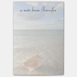 Bloco Post-it Conch Shell Em Areia Em Praia Tropical