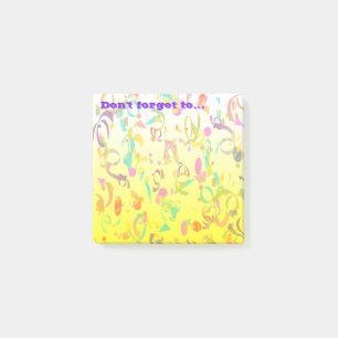 Bloco Post-it Confetti Colorido Tosse Amarelo de Fundo Personali