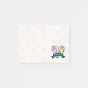 Bloco Post-it Coração Floral Cuta Ciao Bella em Círculos Rosa