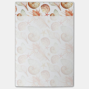 Bloco Post-it Coral Com Conchas E Caranguejos