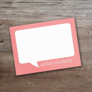 Bloco Post-it Coral e White Talk Bubble Nome Personalizado