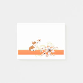 Bloco Post-it Corgi de Galês com flor