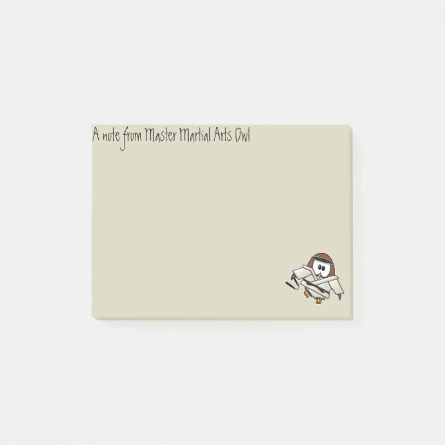 Bloco Post-it coruja da arte marcial (Frente)