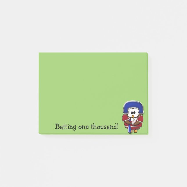 Bloco Post-it coruja do jogador de beisebol (Frente)