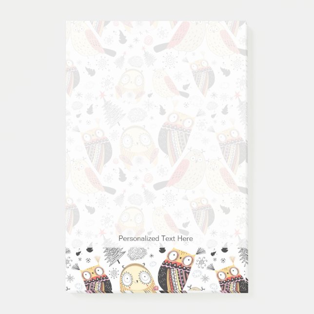 Bloco Post-it Coruja engraçada da textura (Frente)