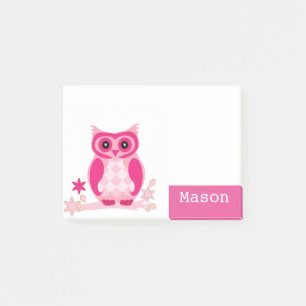 Bloco Post-it Coruja Rosa Engraçada Personalizada