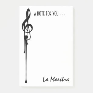 Bloco Post-it Costume preto BRANCO de Maestra La" do G-Clef de