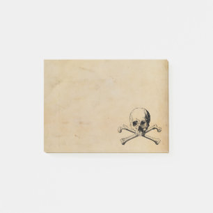 Bloco Post-it Crânio do vintage e ilustração dos Crossbones