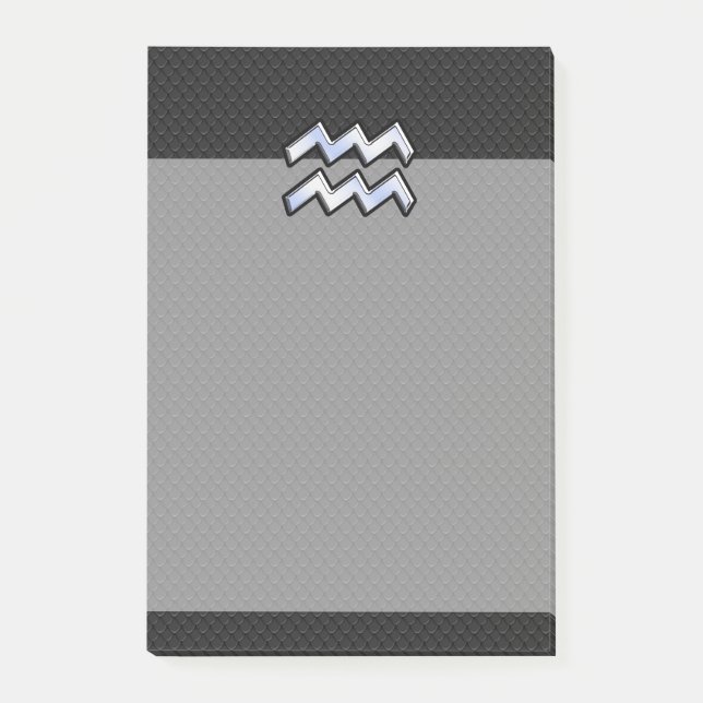Bloco Post-it Cromo Moderno Como Aquarius Zodiac Sinal em Cobra (Frente)