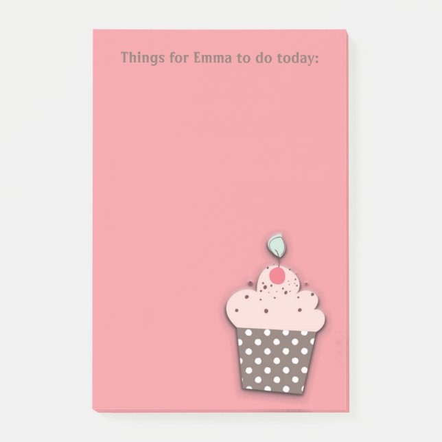 Bloco Post-it Cupcake Castanho Rosa Personalizado Para Fazer Lis (Frente)