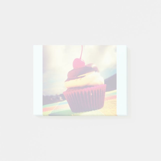 Bloco Post-it Cupcake Colorido com Cereja no Topo (Frente)