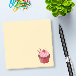 Bloco Post-it Cupcake de cereja delicioso doce em amarelo