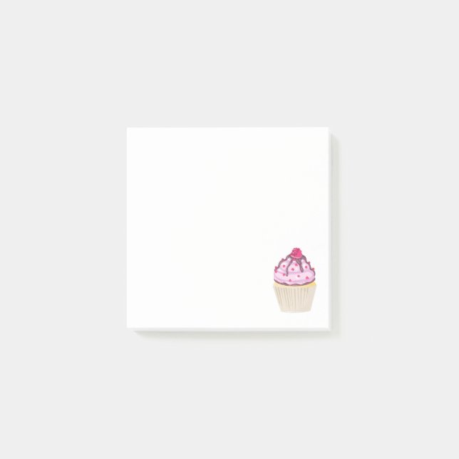 Bloco Post-it Cupcake doce com framboesa no topo (Frente)