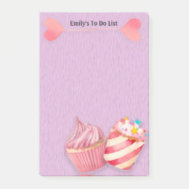Bloco Post-it Cupcakes e Pirulitos Fofos em Lista de Tarefas Rox