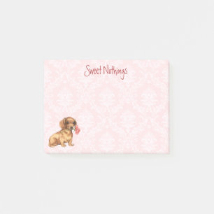 Bloco Post-it Dachshund cor-de-rosa dos namorados