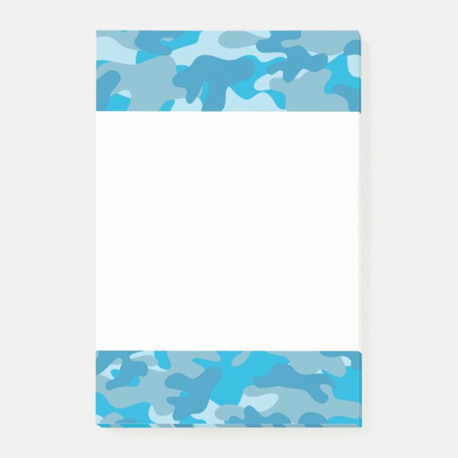 Bloco Post-it Design de Camo Azul e Cinza (Frente)