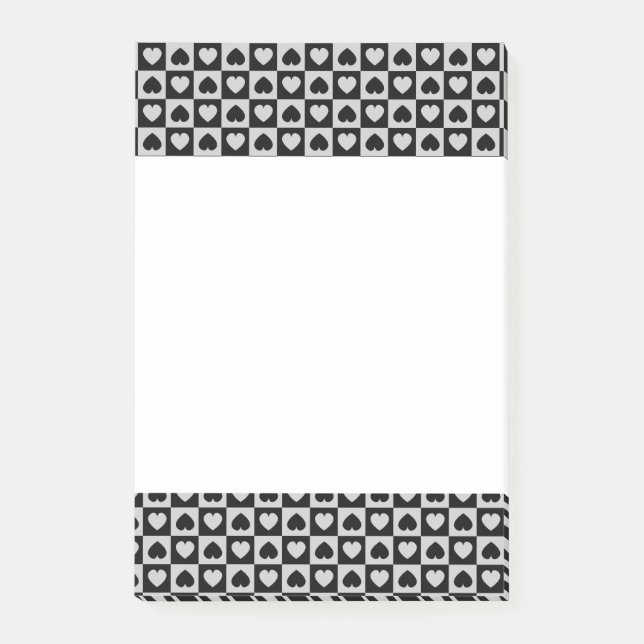 Bloco Post-it Design de coração negro e Cinza (Frente)