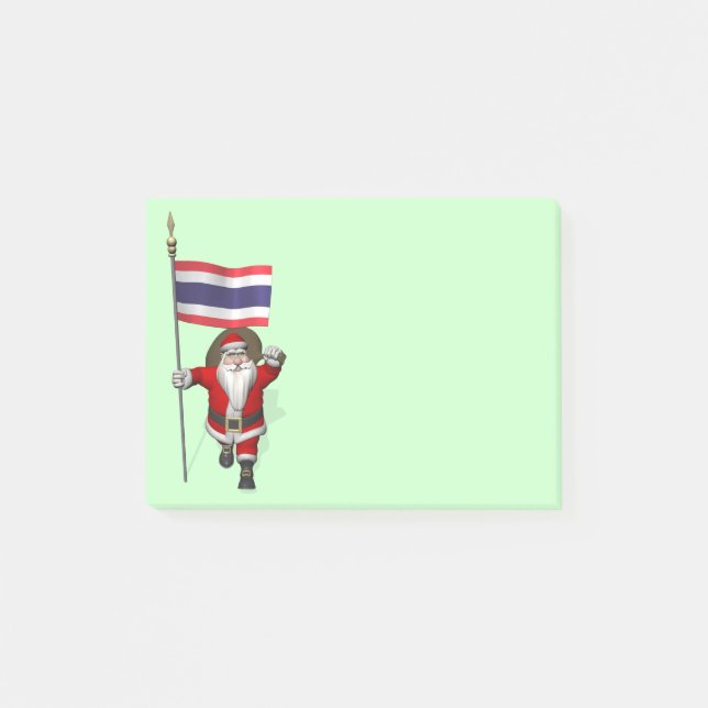 Bloco Post-it Doce Papai Noel Com Bandeira Da Tailândia (Frente)