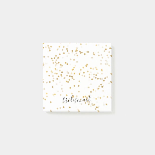 Bloco Post-it Dourada Glam Confetti Bridesmaid (Frente)